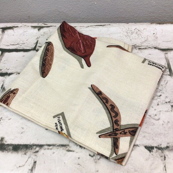 Vintage Aboriginal Motif Linen Handkerchief Wallhanging by Heil Australia 35” Sq - Picture 6 of 7